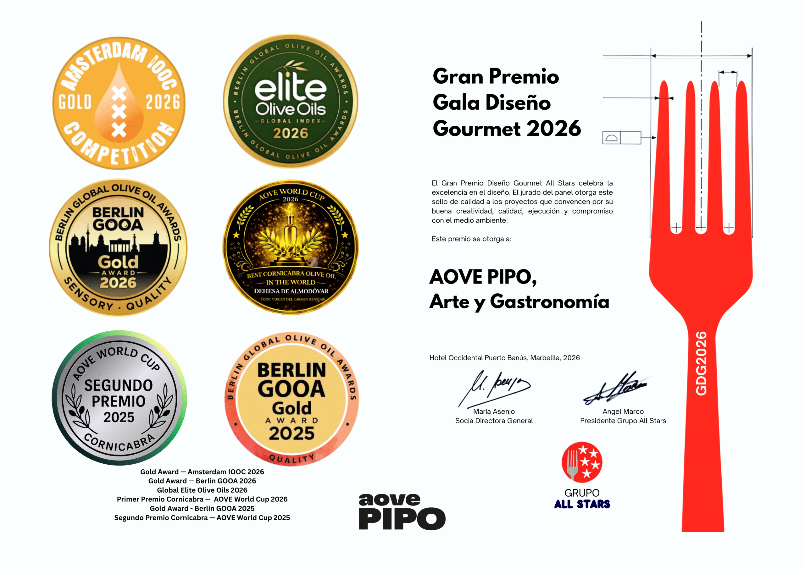 Premios y reconocimientos AOVE PIPO 2025 y 2026